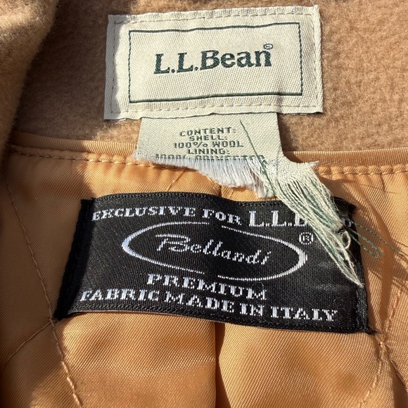 L.L. Bean Camel Wool Peacoat Double Breasted Anchor Button Coat - Picture 7 of 11